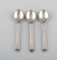 Three Georg Jensen Pyramid coffee spoons in sterling silver.
