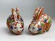 Pair of vintage porcelain rabbits, Imari style, 
20th century