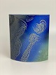 Beautiful, blue Tue Poulsen vase from 2012, abstract figures in blue and green