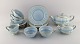 Arthur Percy for Upsala-Ekeby / Gefle. Complete art deco Grand tea service in 
pastel blue porcelain with hand-painted gold edge. 1930 / 40s.
