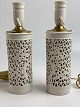 Pair of Chinese / Asian blanc de chine pierced 
table lamps with blossoming cherry branches from 
the mid-20th century