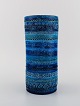 Aldo Londi for Bitossi. Cylindrical vase in Rimini blue glazed ceramics with 
geometric patterns. 1960