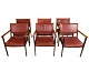 Set of Six Armchairs - Model PJ 412 - Red Brown Leather - Rosewood - Ole 
Wanscher - P. Jeppesen Furniture - 1960