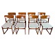 Et sæt af 8 Spisestuestole - Teak - Lyst Stof - Dansk Design - 1960