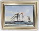 Bing & Grondahl. Porcelain. Danish ship portraits. Image of "Haabet". 
Dimensions: Width 38 * 30 cm. 3500 have been produced and this one is no. 1248