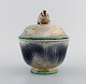 Knud Kyhn for Kähler. Rare unique lidded jar in glazed ceramics. Lid with seated 
monkey. Dated 1921. Museum quality.
