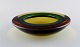 Murano bowl in mouth-blown art glass in amber and green-yellow shades. Italian 
design, 1960s.
