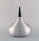 Jo Hammerborg for Fog & Mørup. Orient pendant lamp in brushed aluminum with top 
in black lacquered wood. 1970