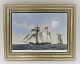 Bing & Grondahl. Porcelain. Danish ship portraits. Image of "Haabet". 
Dimensions: Width 38 * 30 cm. 3500 have been produced and this one is no. 6