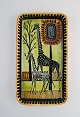 Swedish ceramist. Unique dish in hand-painted glazed ceramics with giraffes. 
1960