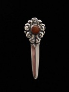 Jugend 830 silver rod brooch 6.5 cm. with amber