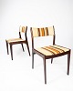 A set of 2 chairs - Dark wood - Light striped fabric - Danish design - Uldum 
Møbelfabrik - 1960