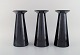 Stölzle-Oberglas, Austria. Three Beatrice and Nora vases in black art glass. 
White interior. 1980s.
