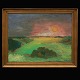 Jens Søndergaard, 1895-1957, Öl auf Leinen. Landschaft mit Sonne. Signiert und 
datiert 1954. Lichtmasse: 89x110cm. Mit Rahmen: 107x121cm