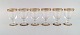 Nason & Moretti, Murano. Seks hvidvinsglas i mundblæst kunstglas med håndmalet 
turkis og gulddekoration. 1930