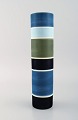 Carl-Harry Stålhane for Rörstrand. Large cylindrical Tema vase in glazed 
ceramics. Striped design. Mid 20th century.
