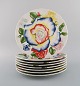 Emilio Bergamin for Taitù. Otte store Romantica middagstallerkener i porcelæn 
med blomster. Italiensk design. Dateret 1994.
