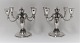 K. C. Hermann. A pair of 4-armed silver candlesticks. Height 21 cm. Good 
quality. Produced 1943.