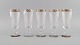 Nason & Moretti, Murano. Fem vinglas i mundblæst kunstglas med håndmalet turkis 
og gulddekoration. 1930