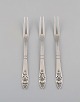 Three rare Georg Jensen Bell silver cold meat forks (830S). Dated 1904-1908.
