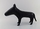 Unknown french designer. Large sculpture in black glazed stoneware. English bull 
terrier. Late 20th century.
