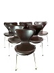 A set of 6 Seven chairs, model 3107, designed by Arne Jacobsen and manufactured 
by Fritz Hansen.
5000m2 showroom.
Great condition
