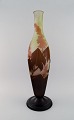 L'Art presents: Colossal antique Emile Gallé "Ricin" vase in frosted art glass with light brown and delicate ...