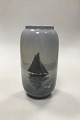 Royal Copenhagen Art Nouveau vase with sailboat no 1100 / 107