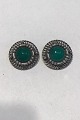 Georg Jensen Sterling Silver Earrings No 85. Green Agate Clips