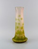 Large Emile Gallé vase in frosted and green art glass carved in the form of 
thistles. Early 20th century.
