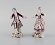 To tyske antikke porcelænsfigurer. Rokoko par. 1800-tallet.
