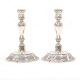 Pair of sterlingsilver candlesticks by Axel Salomonsen, Copenhagen. H: 18,8cm. 
W: 748gr