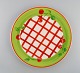 Rosenthal Designers Guild. Orchard Collection. Large porcelain cover plate. 
Checkered design, green border and cherries. Late 20th century.
