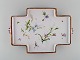 Emile Gallé for St. Clement, Nancy. Large and rare serving tray with handles. 
Hand-painted faience with flowers and butterflies. 1870s / 80s.
