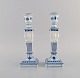Two Royal Copenhagen Blue Fluted Plain candlesticks with lion heads. Dated 
1969-1974. Model number 1/15.
