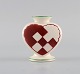 Rare Aluminia Christmas heart vase / candleholder in red faience.
