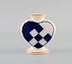 Aluminia Christmas heart vase in blue faience.
