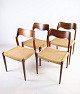 4 spisestuestole, model 71, N.O. Møller, teak, formgivet 1951
Fremragende stand
