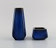 Sven Jonson for Gustavsberg. Lagun vase and bowl in glazed stoneware. Beautiful 
glaze in shades of blue. 1960/70s.
