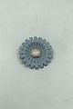 Georg Jensen Sterling Sølv Marguerit Broche, Lyseblå