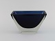 Harry Moilanen (1931-1991) for Nuutajärvi Notsjö. Vase in dark blue and clear 
mouth-blown art glass. Finnish design. Dated 1963.
