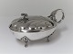 Lundin Antique presents: Italy. Stamped F. Broggi. Silver caviar bowl with glass insert (800). Length 18.5 cm.