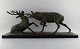 Irénée Rochard (1906-1984), France. Colossal sculpture in patinated bronze on 
marble base. Fighting deer. Mid-20th century.
