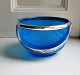 Blue sugar bowl with handle in silver plate