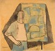 Pär Lindblad (1907-1981), svensk kunstner. Akvarel på papir. Midt 1900-tallet.
