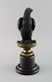 Archibald Thorburn (1860-1935), Scotland. Bird of prey in solid bronze on black 
marble base. Early 20th century.
