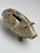 Piggy bank with "comb" of pottery and spotted glaze, charmer with patina