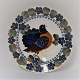 Aluminum. Faience Plate with bird. Model 775-404. Diameter 20 cm.