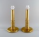 A pair of brass table lamps. Swedish design. 1970s.
