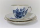 Royal Copenhagen. Blue flower with gold. Coffee cup (1870) - saucer - cake plate 
(1626) diameter 15.5 cm. (1 quality)